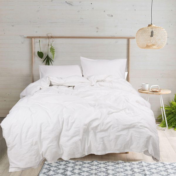 Queen white linen duvet